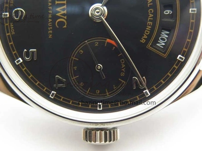 MIROTIME 0211 Portuguese Real PR Real Annual Calendar IW503502 ZF 1:1 Best Edition Black Dial Steel Markers on Black Leather Strap A StreetReady 7134